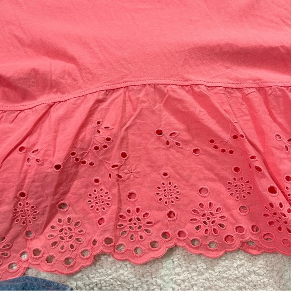 Logo Lori Goldstein T Shirt Dress Eyelet Tiered Hem Coral Dress Size 2X - Picture 11 of 12